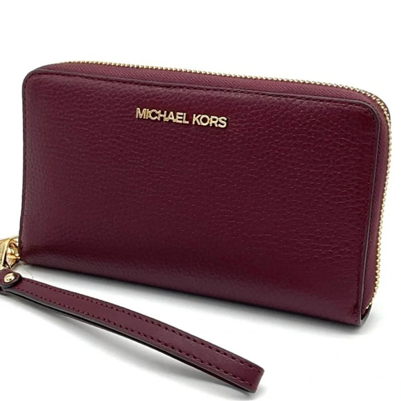 Michael Kors Large Flat Mf Phone Case Wallet Ruby Red - Picture 3 of 8